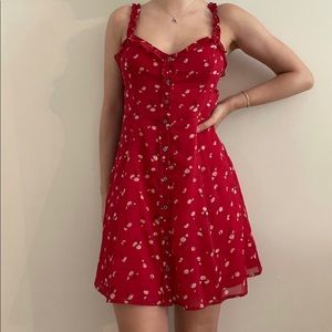 Red Summer Floral Mini Dress